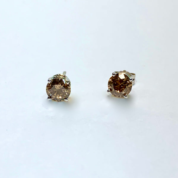 BROWN DIAMOND STUD EARRINGS