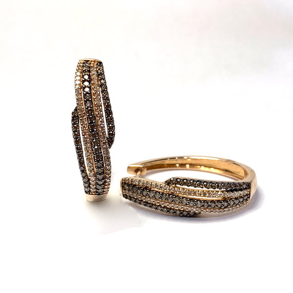 BROWN DIAMOND HOOP EARRINGS