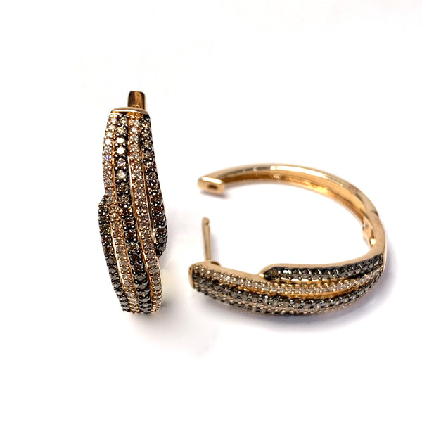 BROWN DIAMOND HOOP EARRINGS