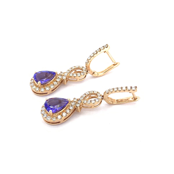 TANZANITE AND DIAMOND DROP EARRINGS