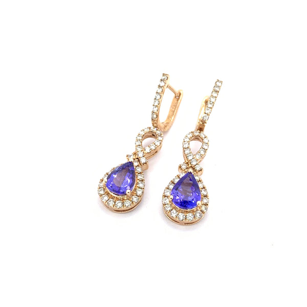 TANZANITE AND DIAMOND DROP EARRINGS