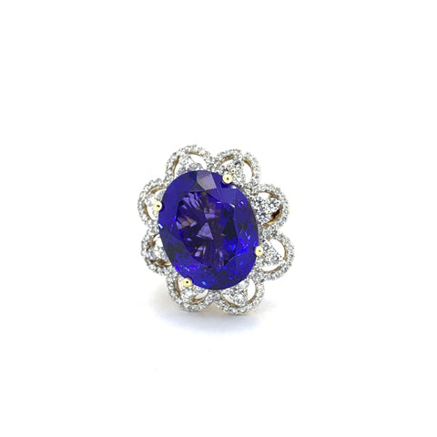 EXCEPTIONAL TANZANITE AND DIAMOND RING