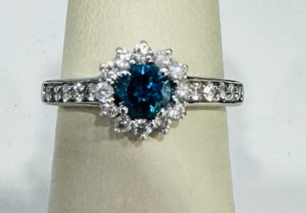Blue and White Diamond Ring