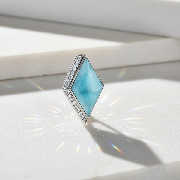 STUNNING RHOMBUS SHAPE LARIMAR SLIDER
