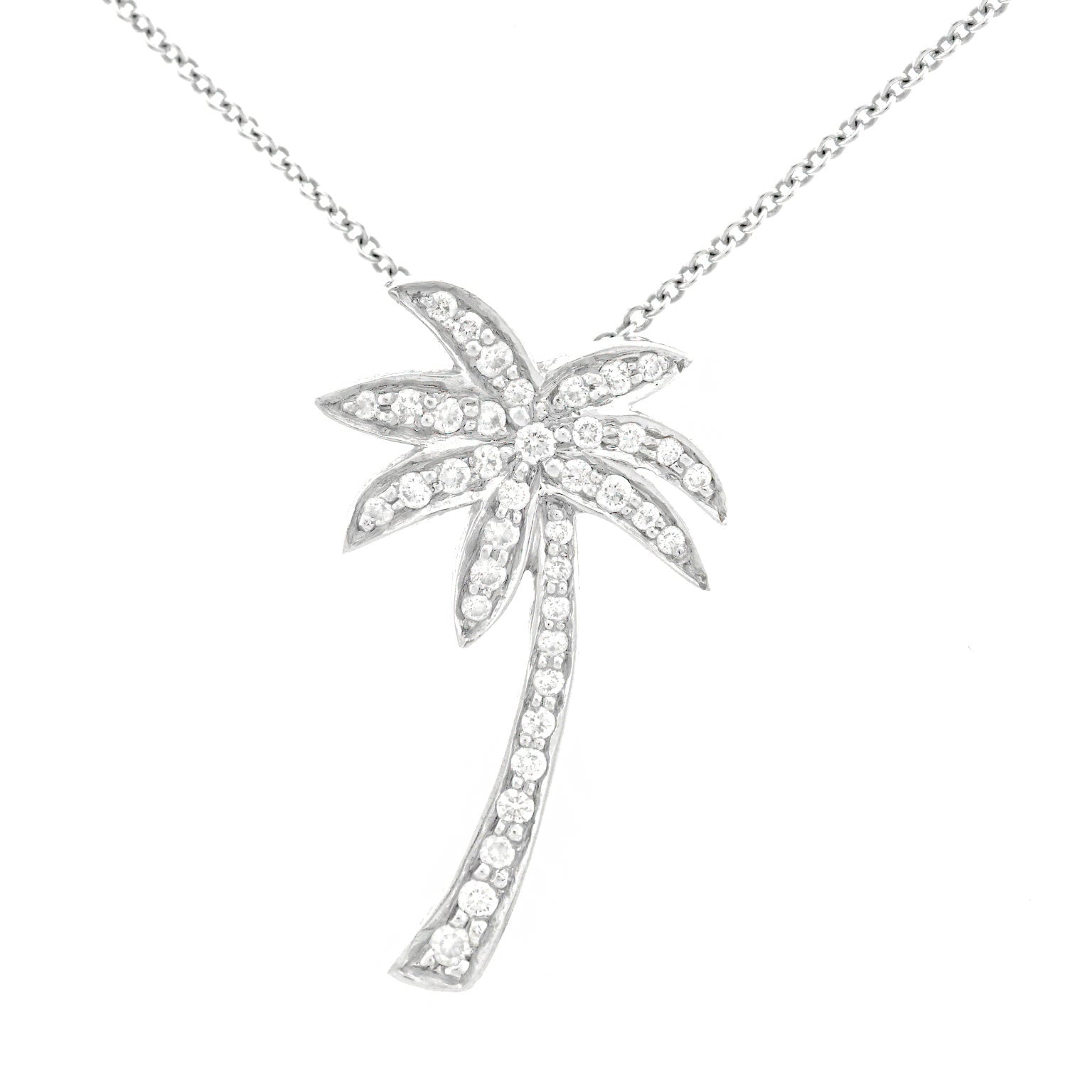 Diamond Palm Tree Adj Necklace — Sparrowood Jewelers