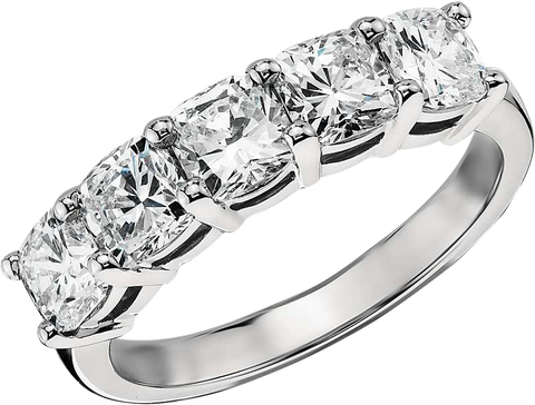 5 STONE CUSHION CUT DIAMOND RING