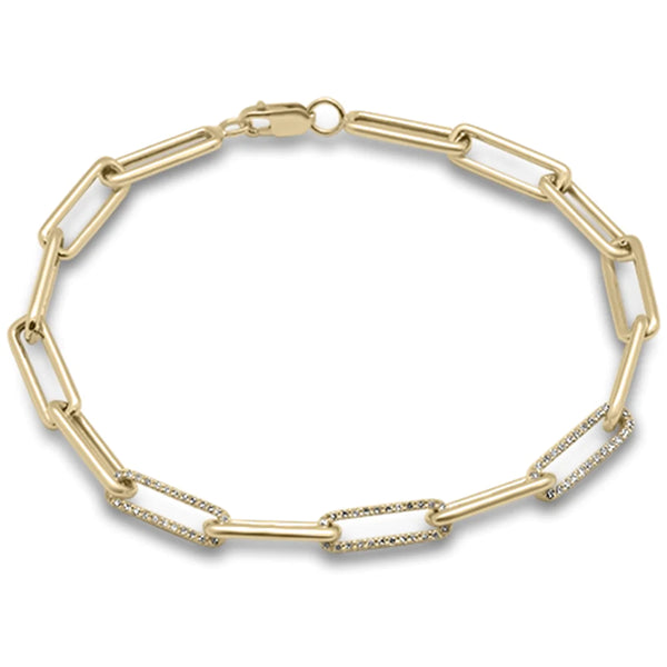 14K Yellow Gold Diamond Paperclip Bracelet