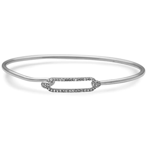 14K White Gold Diamond Bangle Bracelet