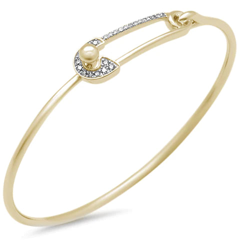 14K Yellow Gold Diamond Paperclip Wrap Around Bangle Bracelet