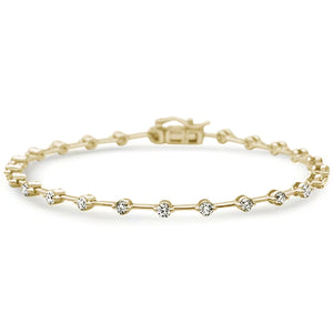14K Yellow Gold Diamond Bezel Style Bracelet