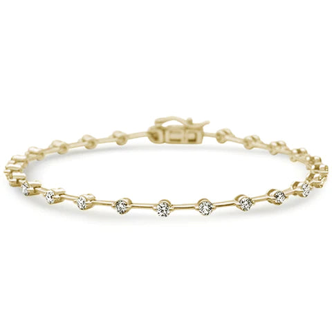 14K Yellow Gold Diamond Bezel Style Bracelet