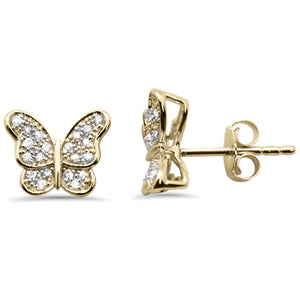 14K Yellow Gold Diamond Butterfly Earring