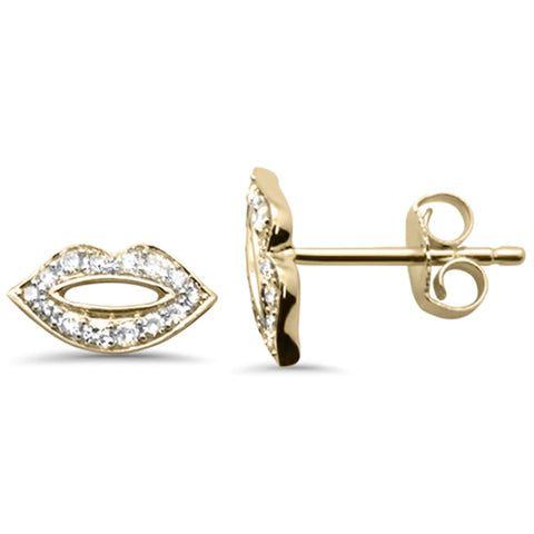 14K Yellow Gold Diamond Lips Earring