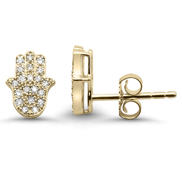 14K White Gold Diamond Hamsa Earring