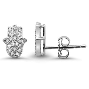 14K White Gold Diamond Hamsa Earring