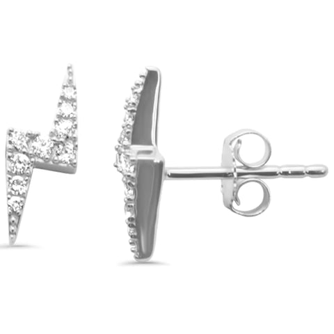 White Gold Diamond Thunderbolt Shaped Earring