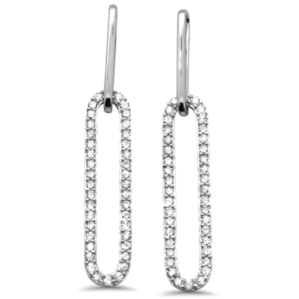14K White Gold Diamond Paperclip Earring