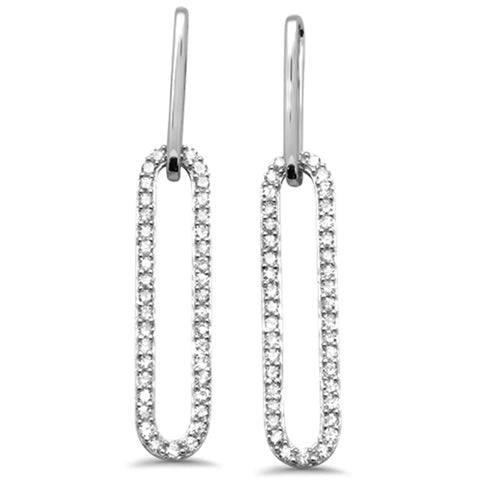 14K White Gold Diamond Paperclip Earring