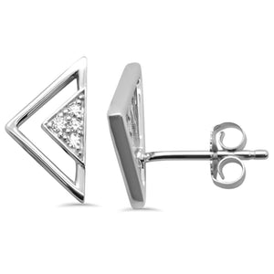 14K White Gold Diamond Tringle Shaped Earring