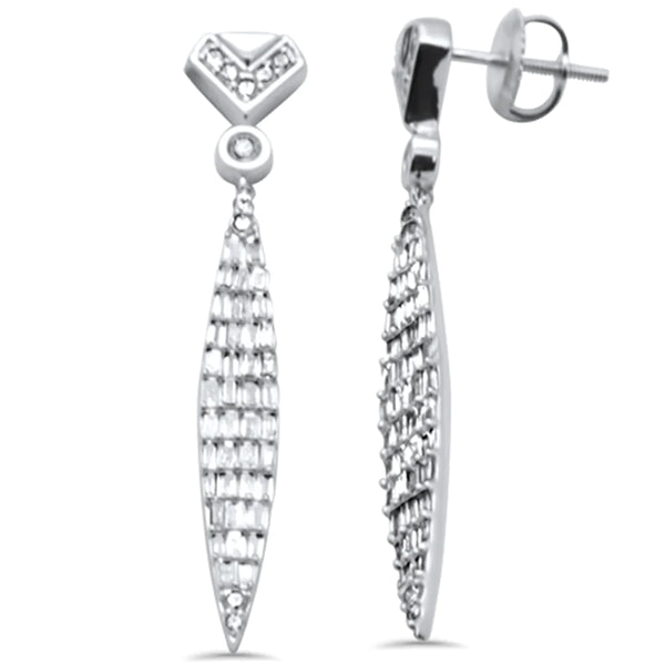 14K Yellow Gold Round & Baguette Diamond Drop Earrings