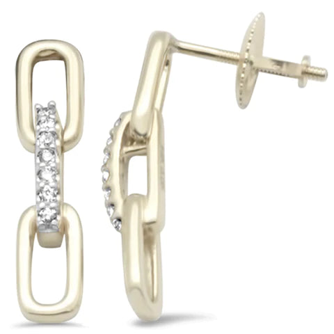 Yellow Gold Diamond Paperclip Earring
