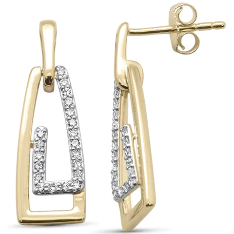 14K Yellow Gold Diamond Forzatina Style Drop Earrings