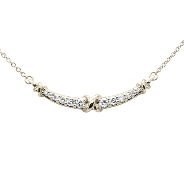 14K White Gold Cuve Diamond Necklace