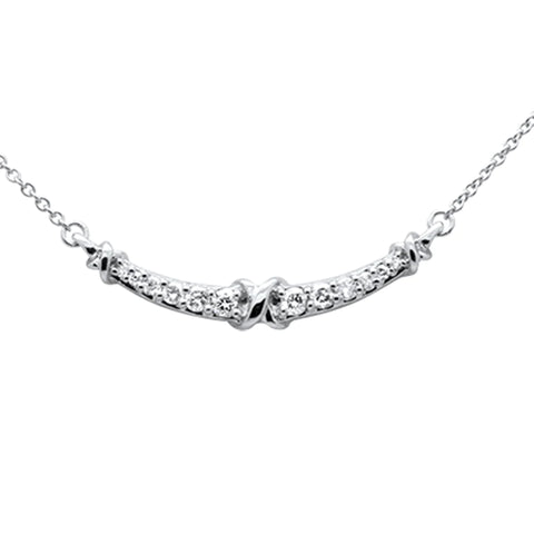 14K White Gold Cuve Diamond Necklace