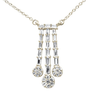 14K Yellow Gold Round & Baguette Waterfall Necklace