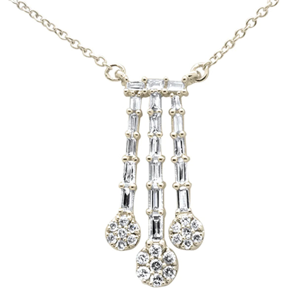 14K Yellow Gold Round & Baguette Waterfall Necklace