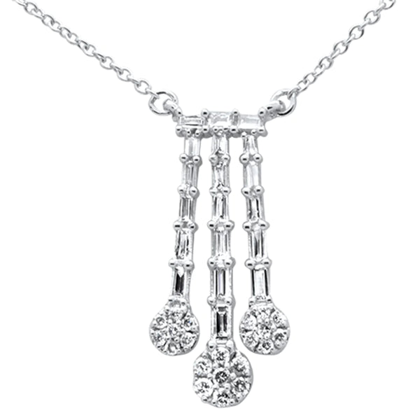 14K Yellow Gold Round & Baguette Waterfall Necklace
