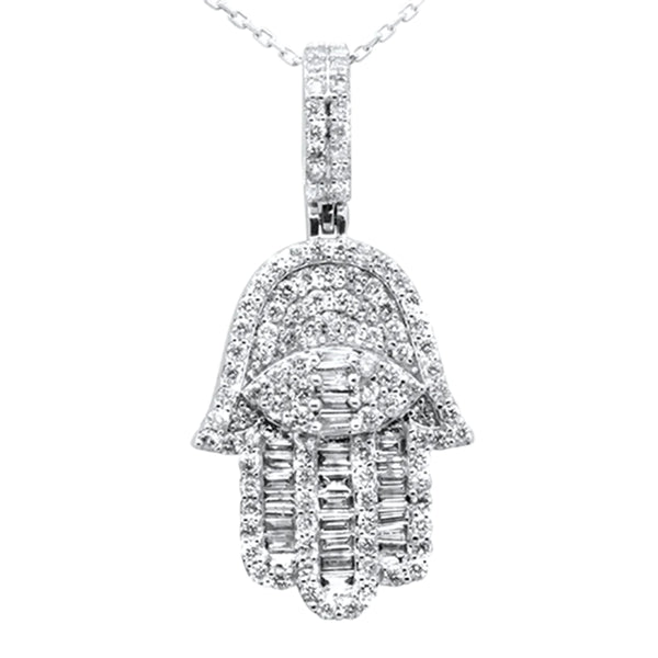14K Yellow Gold Round & Baguette Diamond Pendant