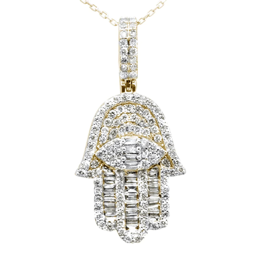 14K Yellow Gold Round & Baguette Diamond Pendant