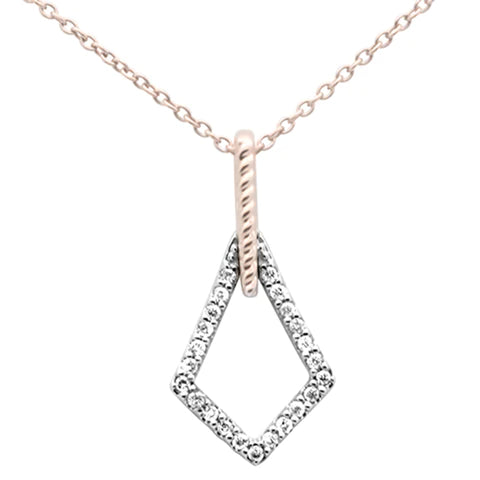 14K Two Tone Gold Diamond Drop Necklace Pendant