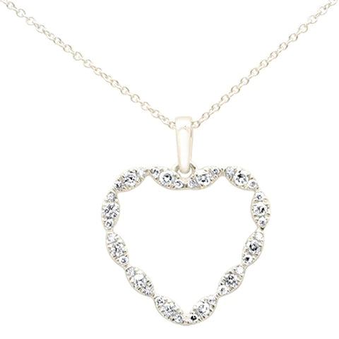 14K White Gold Diamond Heart Shaped Pendant