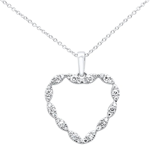 14K White Gold Diamond Heart Shaped Pendant