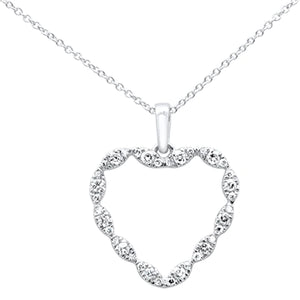 14K White Gold Diamond Heart Shaped Pendant