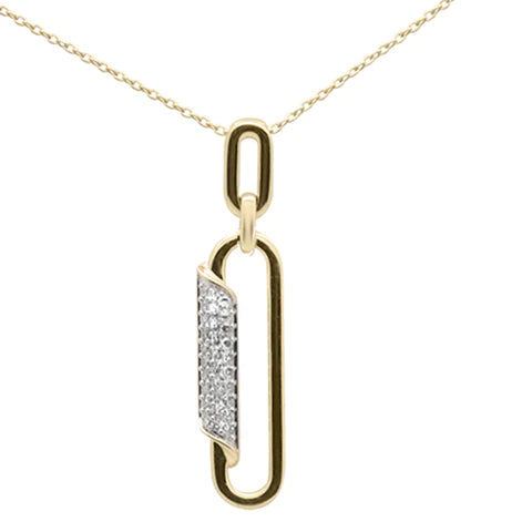 14K Yellow Gold Diamond Paperclip Pendant