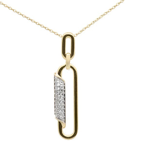 14K Yellow Gold Diamond Paperclip Pendant
