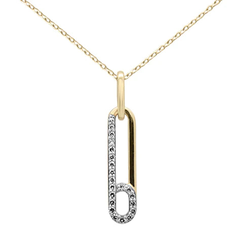 14K Yellow Gold Diamond Paperclip Pendant