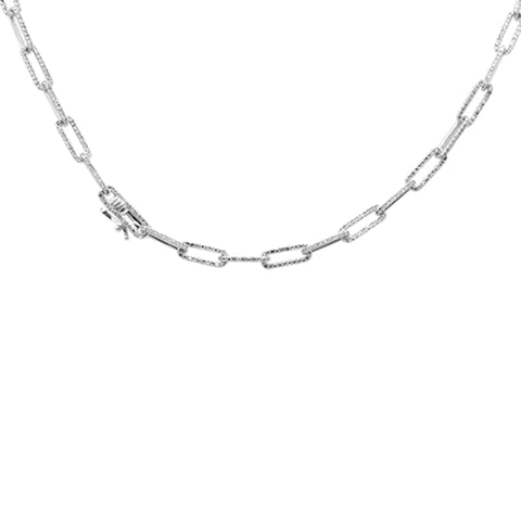 14K White Gold Diamond Paperclip Necklace