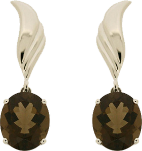 OVAL SHAPE SMOKY QUARTZ EARRING