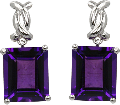 EMERALD CUT AMETHYST EARRING