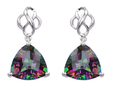 TRILLION SHAPE CARIBBEAN TOPAZ EARRING