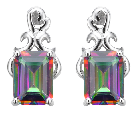 EMERALD CUT CARIBBEAN TOPAZ EARRING
