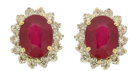 OVAL SHAPE RUBY EARRING