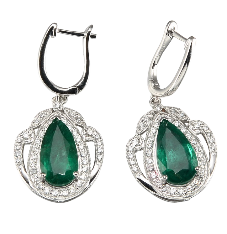 PEAR SHAPE EMERALD EARRING