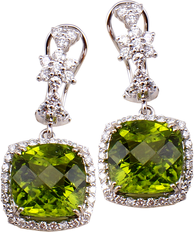 CUSHION CUT PERIDOT EARRING