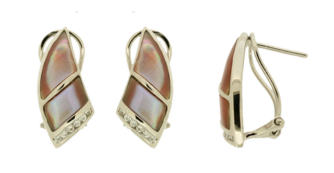 PINK MOTHER OF PEARL INLAY EARRING