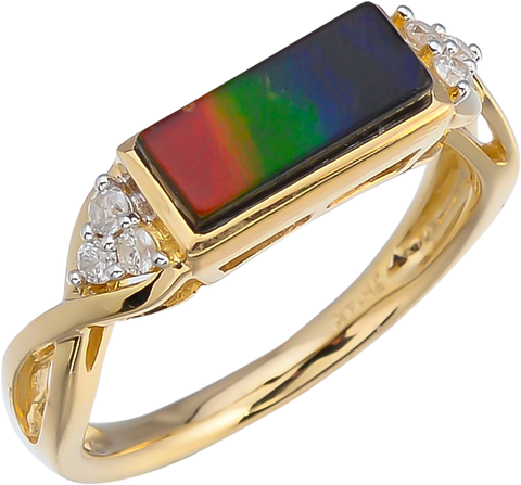 RECTANGLE SHAPE AMMOLITE RING